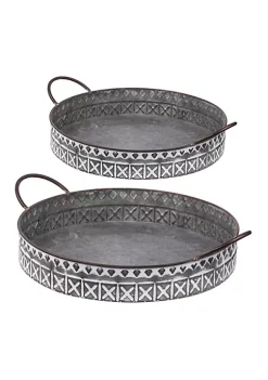 Cheap ⌛ A & B Home Set of 2 Gray and White Classic Vintage Rectangular Trays 20.25" 🔔