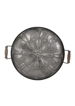 Best Pirce 💯 A & B Home 28.25" Brown Ravello Round Tray With Wood Handles 💯