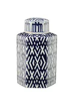 Flash Sale ⭐ A & B Home 16" Blue and White Contemporary Hexagonal Lidded Jar ✨ -A & B Home Online Shop Belk 1015