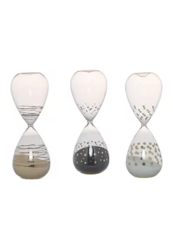 Outlet 🌟 A & B Home Set of 3 White Modern Chic Style Dixie Hourglasses 3.5" ⭐