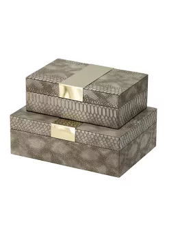 Top 10 🌟 A & B Home Set of 2 Gray and Gold Contemporary Rectangular Snakeskin Decorative Boxes 10.5" 😍 -A & B Home Online Shop Belk 1033