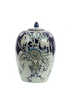 Flash Sale 👏 A & B Home 11.25" Blue and White Floral Designed Jar with Lid 🔔 -A & B Home Online Shop Belk 104