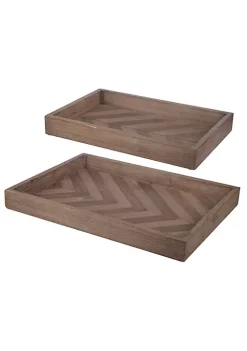 Buy 🎉 A & B Home Set of 2 Brown Chevron Rectangular Trays 19" 🎉 -A & B Home Online Shop Belk 1041