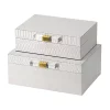 Brand new 🎉 A & B Home Set of 2 White and Gold Contemporary Rectangular Snakeskin Decorative Boxes 10" 🔥 -A & B Home Online Shop Belk 1058