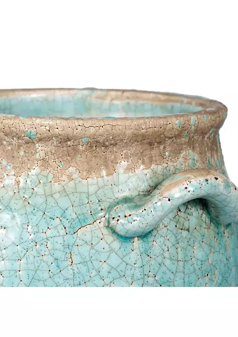 Wholesale 🛒 A & B Home 11.75" Sky Blue and Brown Vintage Style Candia Vase with Handle ✨ 5 Wholesale 🛒 A & B Home 11.75" Sky Blue and Brown Vintage Style Candia Vase with Handle ✨ - Image 3