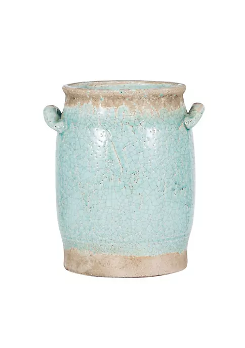 Wholesale 🛒 A & B Home 11.75" Sky Blue and Brown Vintage Style Candia Vase with Handle ✨ 7 Wholesale 🛒 A & B Home 11.75" Sky Blue and Brown Vintage Style Candia Vase with Handle ✨ - Image 5