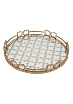 Wholesale 🛒 A & B Home 18" Gold and Clear Classic Vintage Style Medium Round Tray ✨