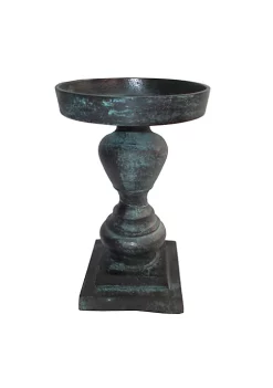 Best Sale 🎁 A & B Home 10.5" Black Contemporary Patina Finish Pedestal Pillar Candle Holder 🎁