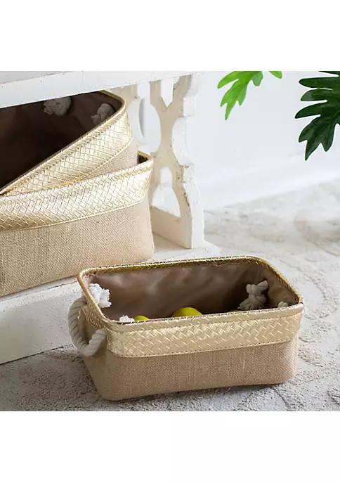 Promo ๐งจ A & B Home Set of 3 Brown and Gold Alcott Nested Baskets 16" ๐ 5 Promo ๐งจ A & B Home Set of 3 Brown and Gold Alcott Nested Baskets 16" ๐ - Image 3