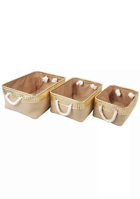 Promo ๐งจ A & B Home Set of 3 Brown and Gold Alcott Nested Baskets 16" ๐ 7 Promo ๐งจ A & B Home Set of 3 Brown and Gold Alcott Nested Baskets 16" ๐ - Image 5