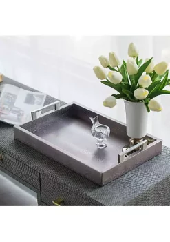 Coupon 😀 A & B Home 18.75" Gray and Gold Textured Rectangular Tray with Handles ❤️ -A & B Home Online Shop Belk 1148