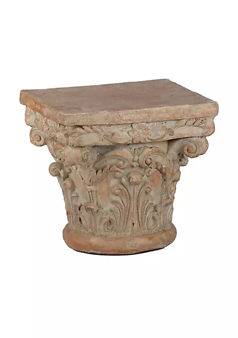 Deals ⭐ A & B Home 10" Beige and Brown Distressed Finish Pedestal ⭐ 4 Deals ⭐ A & B Home 10" Beige and Brown Distressed Finish Pedestal ⭐ - Image 2