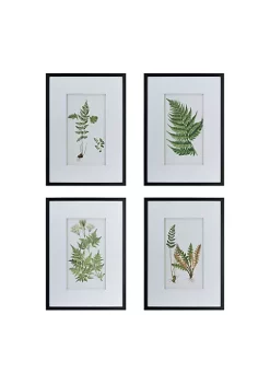 Hot Sale 🔔 A & B Home Set of 4 White and Green Botanical Rectangular Fern Wall Art Decor 27.5" x 19.5" 😉