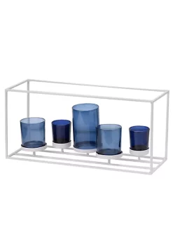 Coupon ๐ A & B Home 16.5" Matte White and Blue Urupa Five Votive Candleholder ๐