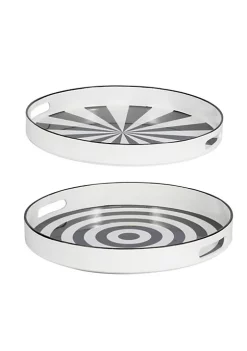 Buy 👏 A & B Home Set of 2 Quinn Black and White Round Trays 13.75" ✨ -A & B Home Online Shop Belk 1223