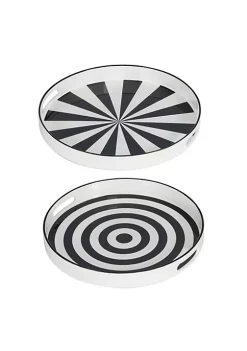 Buy 👏 A & B Home Set of 2 Quinn Black and White Round Trays 13.75" ✨ -A & B Home Online Shop Belk 1225
