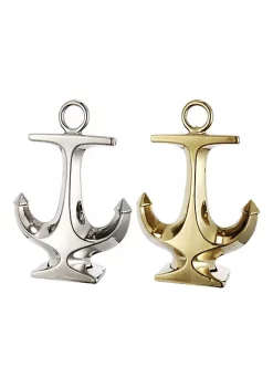 Best deal ⌛ A & B Home Set of 2 Silver and Gold Classical Style Glossy Finished Anchor Decors 10" 🎉