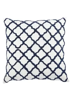 Best Sale 🎁 A & B Home 20" Blue and White Contemporary Embroidered Square Throw Pillow 😀