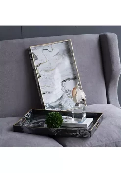 Discount 😉 A & B Home Set of 2 Black and White Quinn Rectangular Trays with Gold Accents 18.75" ⌛ -A & B Home Online Shop Belk 1303
