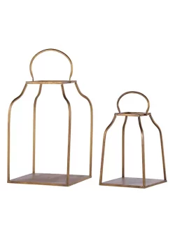 Flash Sale ⌛ A & B Home Set of 2 Gold Contemporary Classic Antique Style Lanterns 20.5" ⌛