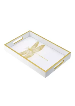 Deals ❤️ A & B Home 15.5" White and Gold Rectangular Dragonfly Tray with Handles 👍 -A & B Home Online Shop Belk 1318