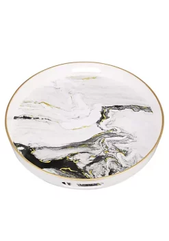 Top 10 🔥 A & B Home Set of 2 Black and White Quinn Round Trays with Gold Accents 13.75" 😉 -A & B Home Online Shop Belk 1348
