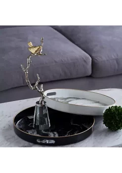 Top 10 🔥 A & B Home Set of 2 Black and White Quinn Round Trays with Gold Accents 13.75" 😉 -A & B Home Online Shop Belk 1349