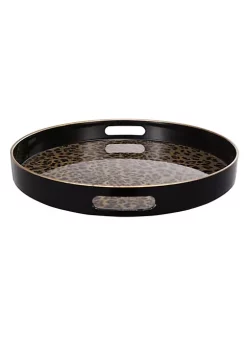 New 🧨 A & B Home Set of 2 Black and Brown Safari Themed Quinn Round Trays 13.75" 👏 -A & B Home Online Shop Belk 1378