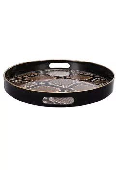 New 🧨 A & B Home Set of 2 Black and Brown Safari Themed Quinn Round Trays 13.75" 👏 -A & B Home Online Shop Belk 1380