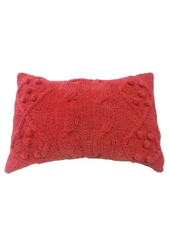 Promo ✔️ A & B Home 20" Red Classic Cable knit Rectangular Throw Pillow 🛒