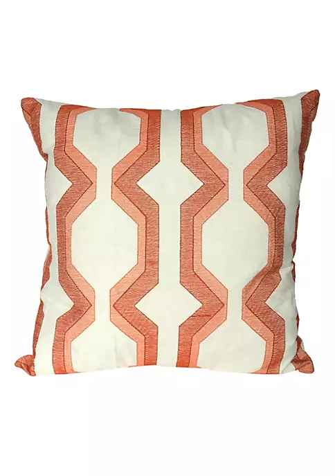 Hot Sale 🎉 A & B Home 18" White and Coral Embroidered Geometric Square Throw Pillow 🔔 -A & B Home Online Shop Belk 1483