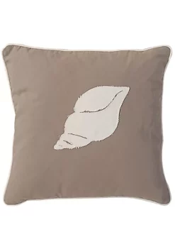 Best deal ⭐ A & B Home 17.5" Tan Brown and White Conch Shell Square Pillow 💯