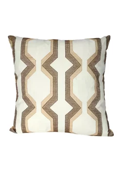 New 🔥 A & B Home 18" Beige and Tan Brown Embroidered Geometric Square Throw Pillow ⌛ -A & B Home Online Shop Belk 1511