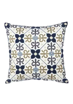 Best Pirce 🥰 A & B Home 18" Gold and Blue Contemporary Style Embroidered Square Throw Pillow 🥰 -A & B Home Online Shop Belk 1524