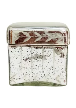 New 😀 A & B Home 4.75" Silver and Clear Contemporary Square Box with Removable Lid ⌛