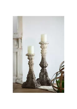 Budget 😍 A & B Home 16" White and Bronze Magnesia Vintage Style Pillar Candleholder 🎁 10 Budget 😍 A & B Home 16" White and Bronze Magnesia Vintage Style Pillar Candleholder 🎁 -A & B Home Online Shop Belk 168