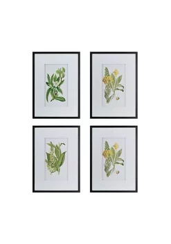 Best reviews of ❤️ A & B Home Set of 4 White and Green Botanical Rectangular Flower Wall Art Decor 27.5" x 19.5" ✨