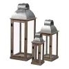 Outlet ✨ A & B Home Set of 3 Antique Silver and Brown Classic Lanterns 31.75" 🛒