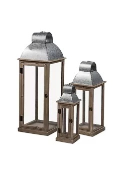 Outlet ✨ A & B Home Set of 3 Antique Silver and Brown Classic Lanterns 31.75" 🛒 -A & B Home Online Shop Belk 211
