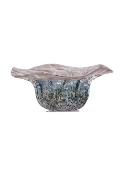 New 💯 A & B Home 13.25" Brown and Blue Sea Shell Themed Circular Shaped Bowl 👏