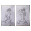 Wholesale 👏 A & B Home Set of 2 Gray and Brown Decorative Figure Sketch Picture Frame 48.25" ✔️ -A & B Home Online Shop Belk 299