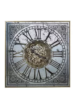 Promo 🧨 A & B Home 32" Silver and Gold Antique Square Roman Numeral Wall Clock 👍 -A & B Home Online Shop Belk 308