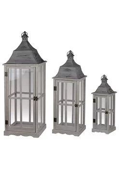 Best Sale ⭐ A & B Home Set of 3 Gray and Clear Classic Window Scape Lanterns 36" 🛒 -A & B Home Online Shop Belk 315