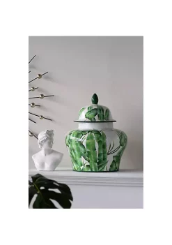 Best reviews of 👍 A & B Home 16.75" Green and White Contemporary Lovise Palm Lidded Wide Urn 🌟 -A & B Home Online Shop Belk 324