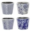 Promo 🤩 A & B Home Set of 4 Blue and White Garden Floral Terracotta Large Planters 7.5" 🤩 -A & B Home Online Shop Belk 347