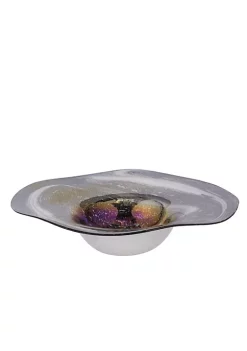 Deals 🥰 A & B Home 18" White and Purple Sea Shell Themed Circular Glass Bowl ❤️