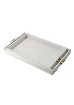 Best deal ๐ A & B Home Set of 2 White and Gold Rectangular Nesting Trays with Handles 21.5" ๐