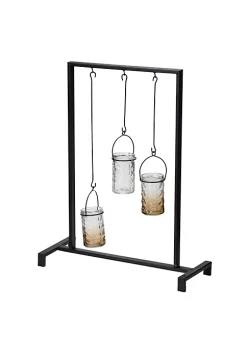 Outlet 💯 A & B Home 21.25" Matte Black Hanging Jars Iron and Glass Votive Candleholder 🔥
