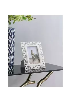Outlet 😍 A & B Home 10.5" White Rectangular Geometric Chain Link Photo Frame 🔥 -A & B Home Online Shop Belk 484