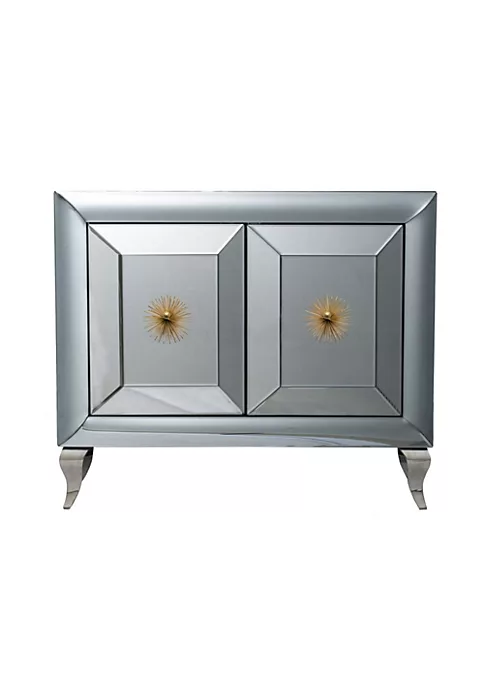 Flash Sale 🔥 A & B Home 39" Silver Vintage Style Two Door Curved Cabinet 🌟 3 Flash Sale 🔥 A & B Home 39" Silver Vintage Style Two Door Curved Cabinet 🌟